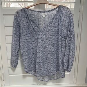 Velvet by Graham & Spencer Blue Wrap Blouse 3/4 Sleeve